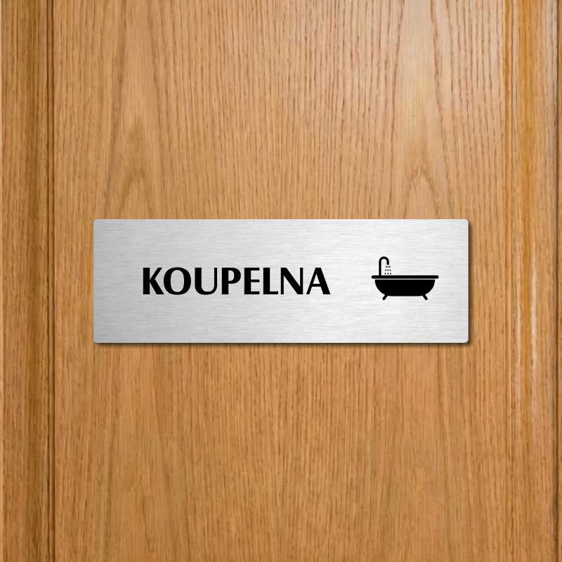 Koupelna, 200x66mm, zlatá popiska s okrasným rámečkem  